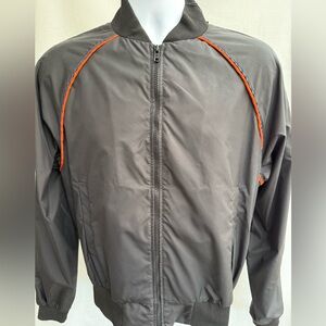 Master Coat Black Windbreaker with Red Trim